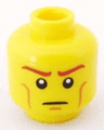 Minifigure, Head Male Long Brown Eyebrows and Light Brown Cheek Lines Pattern (Elf)