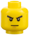 Minifigure, Head Black Eyebrows, Medium Nougat Chin Dimple, Stern Pattern