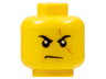 Minifigure, Head Black Eyebrows, Dark Orange Scar Across Left Eye, Nougat Cheek Line and Chin Dimple, Scowl Pattern