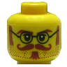 Minifigure, Head Glasses with Brown Sideburns, Moustache and White Pupils Pattern