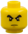 Minifigure, Head Black Bushy Eyebrows, Lower Eyelids, Medium Nougat Chin Dimple, Stern Pattern