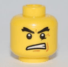 Minifigure, Head Black Raised Eyebrows, Angry Open Mouth, White Pupils Pattern