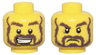 Minifigure, Head Dual Sided Dark Brown Bushy Eyebrows, Moustache and Full Beard, Lopsided Open Mouth Smile with Teeth / Upper Eyelids and Angry Frown Pattern