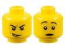 Minifigure, Head Dual Sided Black Eyebrows, Medium Nougat Chin Dimple, Lower Eyelids and Lopsided Open Mouth Scowl with Teeth / Surprised Pattern