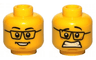 Minifigure, Head Dual Sided Black Eyebrows and Glasses, Medium Nougat Chin Dimple, Open Mouth Smile with Teeth / Scared Pattern