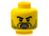 Minifigure, Head Beard Stubble, Black Angry Eyebrows with Open Mouth with Teeth Pattern