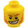 Minifigure, Head Dark Orange Eyebrows and Mutton Chops, Medium Nougat Chin Dimple, Lopsided Open Mouth Smile with Teeth and Chipped Tooth Pattern