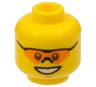 Minifigure, Head Sunglasses with Single Orange Lens and Black Nose Piece, Medium Nougat Chin Dimple, Open Mouth Smile with Teeth Pattern