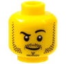 Minifigure, Head Black Eyebrows, Left Raised, Moustache, Mutton Chops and Goatee Stubble, Lopsided Grin Pattern