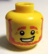 Minifigure, Head Beard Brown, Bushy Eyebrows, White Pupils and Pensive Smile with Teeth Pattern