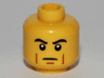 Minifigure, Head Male Black Thick Eyebrows, Brown Cheek Lines, Determined Pattern