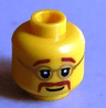 Minifigure, Head Glasses with Brown Moustache and Eyebrows Pattern