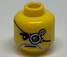 Minifigure, Head Beard Gray and White, Mechanical Left Eye Pattern
