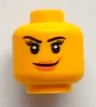 Minifigure, Head Female with Pink Lips and Black Eyebrows and Eyelashes Pattern
