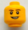 Minifigure, Head Dark Brown Eyebrows, Smile and Beads of Sweat Pattern