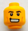 Minifigure, Head Black Eyebrows, White Pupils, Cheek Lines, Crooked Grin with Teeth Pattern