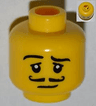 Minifigure, Head Moustache Curly, Eyelashes, Pupils, Raised Eyebrow Pattern
