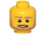 Minifigure, Head Dark Tan Eyebrows, Moustache and Angular Beard, Lower Eyelids, Medium Nougat Wrinkles, Lopsided Open Mouth Smile with Teeth and Top Lip Line Pattern