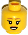 Minifigure, Head Female Brown Eyebrows, Brown Lips, Open Smile Pattern