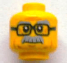 Minifigure, Head Light Bluish Gray Bushy Eyebrows and Moustache, Black Glasses, Medium Nougat Cheek Lines, Chin Dimple and Wrinkles, Slight Frown Pattern