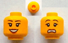Minifigure, Head Dual Sided Female Black Eyebrows, Eyelashes, Dark Orange Lips, Open Mouth Smile with Teeth / Scared Pattern