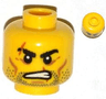 Minifigure, Head Beard Stubble, Scars over Right Eyebrow and Mouth, Angry Pattern