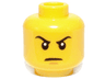 Minifigure, Head Black Eyebrows, Medium Nougat Chin Dimple, Angry Scowl Pattern