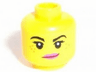 Minifigure, Head Female Black Eyebrows, Freckles, Eyelashes, Pink Lips, Lopsided Smile Pattern