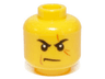 Minifigure, Head Black Eyebrows, Dark Orange Scar Across Left Eye, Medium Nougat Cheek Line, Scowl Pattern