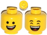 Minifigure, Head Dual Sided Open Lopsided Smile / Laughing Pattern (Emmet)