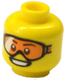 Minifigure, Head Glasses with Orange Goggles, Open Mouth Smile with Teeth Pattern
