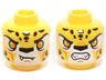 Minifigure, Head Dual Sided Alien Chima Leopard with Bright Light Orange Eyes, Fangs and Black Spots, Neutral / Angry Pattern (Lundor)
