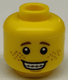 Minifigure, Head Open Mouth Smile with Teeth and Braces, Freckles Pattern