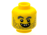 Minifigure, Head Beard Stubble, Gray Bushy Eyebrows, Open Grin, Gold Tooth Pattern