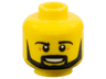 Minifigure, Head Black Eyebrows, Moustache and Angular Beard, Medium Nougat Wrinkles, Open Mouth Smile with Teeth Pattern