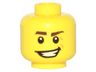 Minifigure, Head Dark Brown Eyebrows, Crooked Smile and Laugh Lines Pattern