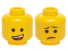 Minifigure, Head Dual Sided Open Lopsided Smile / Pinched Eyebrows and Frown Pattern (Emmet)