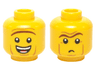 Minifigure, Head Dual Sided Brown Unibrow, Cheek Lines, Open Mouth Smile / Small Frown Pattern (President Business)
