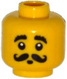 Minifigure, Head Moustache Black Curled, Bushy Eyebrows, Round Mouth Pattern
