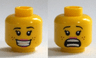 Minifigure, Head Dual Sided Female Brown Eyebrows, Freckles, Eyelashes, Peach Lips, Smile with Teeth / Scared Open Mouth Pattern