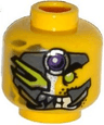 Minifigure, Head Alien with Metal Mask, Purple Jewel, Green Eye, Pointed Teeth Pattern