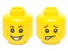 Minifigure, Head Dual Sided Child Small Reddish Brown Eyebrows and Freckles, Open Mouth Smile with Teeth / Worried Pattern