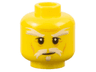 Minifigure, Head White Bushy Eyebrows, Moustache and Soul Patch, Upper Eyelids, Medium Nougat Cheek Lines and Wrinkles, Slight Grin Pattern