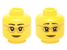 Minifigure, Head Dual Sided Female Dark Tan Glasses, Laugh Lines, Dark Orange Lips, Neutral / Raised Eyebrows Amused Pattern