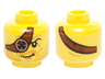 Minifigure, Head Beard Stubble Dark Red, Reddish Brown Eye Patch with Copper Eyepiece Pattern