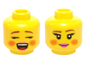 Minifigure, Head Dual Sided Female Rosy Cheeks, Brown Eyebrows, Pink Lips, Open Mouth / Closed Mouth Smile Pattern (Caroler)