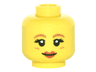 Minifigure, Head Female Dark Orange Eyebrows, Round Cheek Lines and Red Lips Pattern