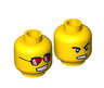 Minifigure, Head Dual Sided Red Sunglasses / Angry Eyebrows and Scowl Pattern (Griffin Turner)