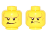 Minifigure, Head Dual Sided Black Eyebrows, White Pupils, Chin Dimple and Cheek Lines, Smile with Tooth / Frown Angry Pattern