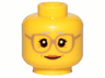 Minifigure, Head Female Glasses Dark Tan, Gray Eyebrows, Crow's Feet, Peach Lips Pattern